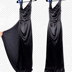 Elegant Black Satin Evening Gown